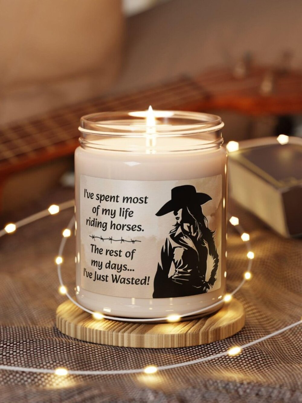 Cowgirl Riding Horses Candle, Scented Soy Candle, 9oz Candle, Horse Lovers Gift